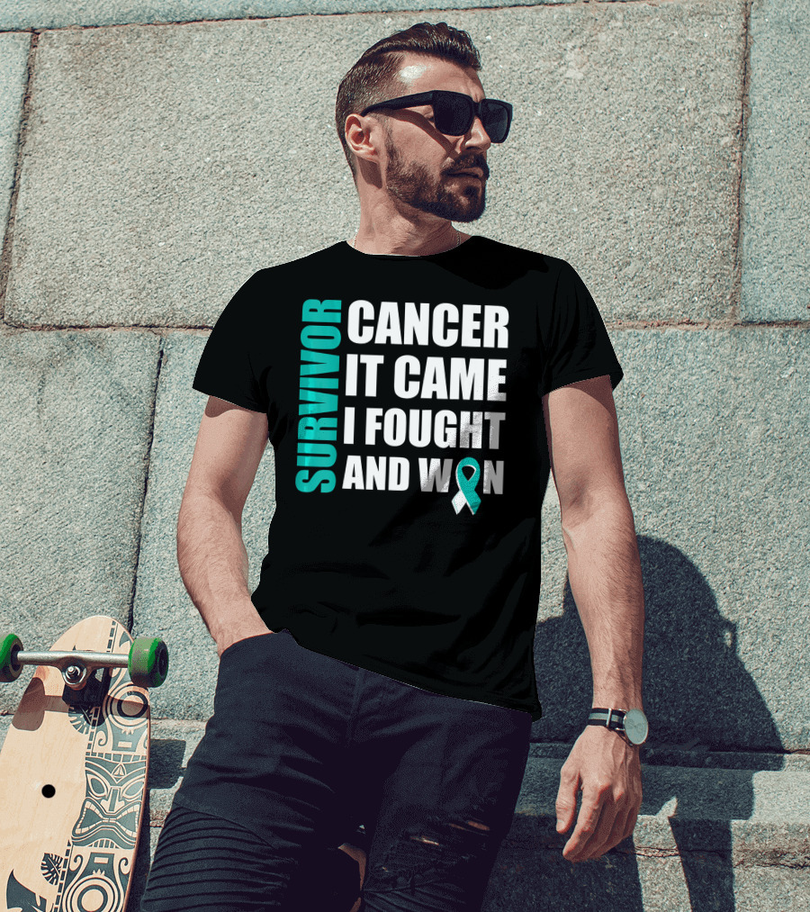 Survivor Cancer It Came I Fought And Won Cervical Cancer Awareness Fight Cancer T-Shirt
