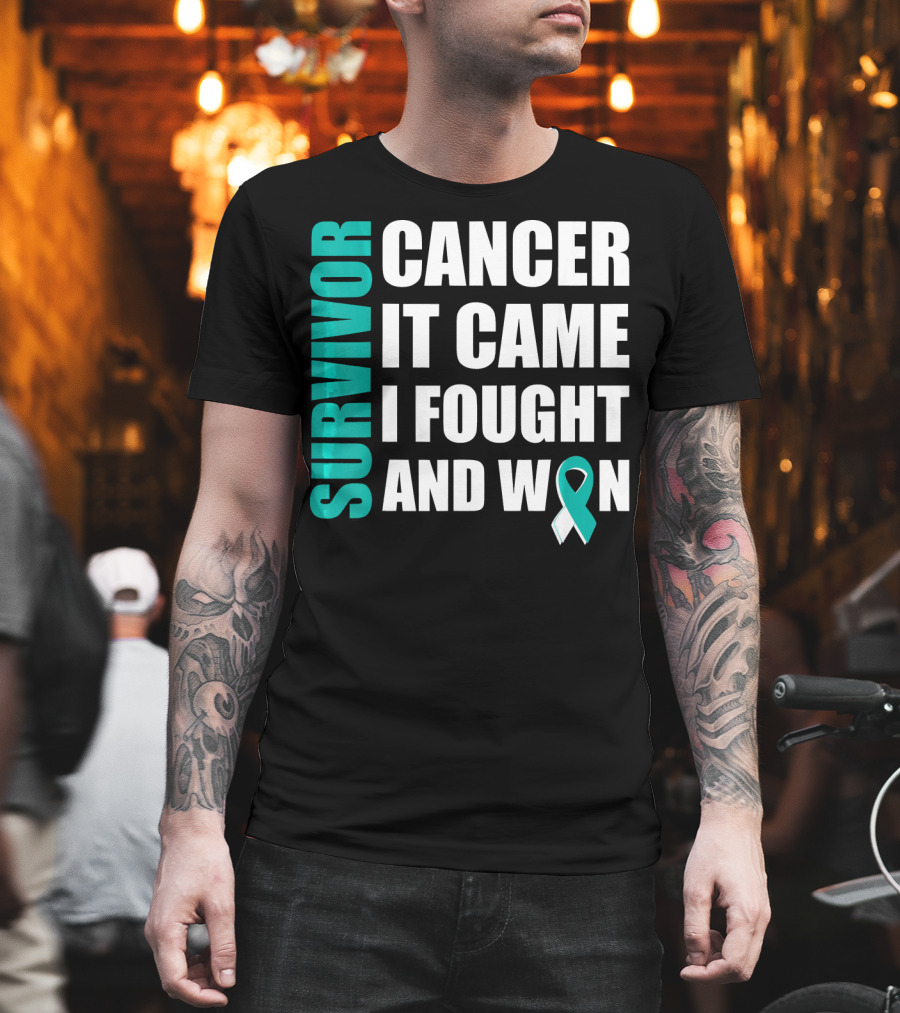 Survivor Cancer It Came I Fought and Won Cervical Cancer Awareness Fight Cancer T-Shirt