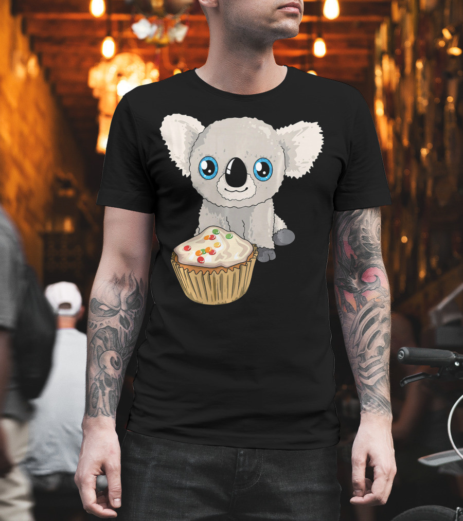 Cute Baby Koala with Cupcake Birthday T-Shirt