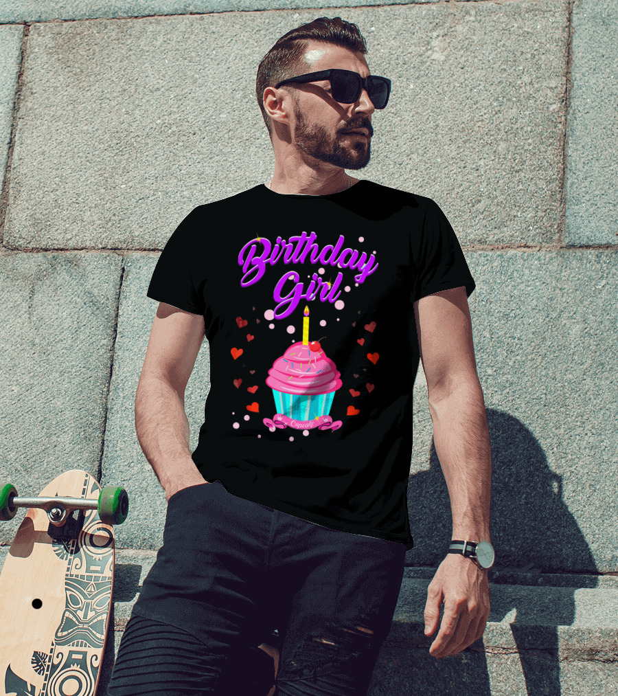 Birthday Girl Cupcake With Heart And Candle T-Shirt