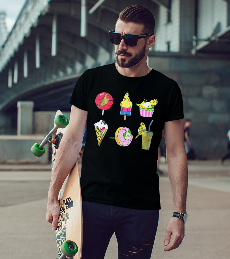 Sweet Ice Cream Lollipop Lemonade Donut Cup Parrot Treats T-Shirt