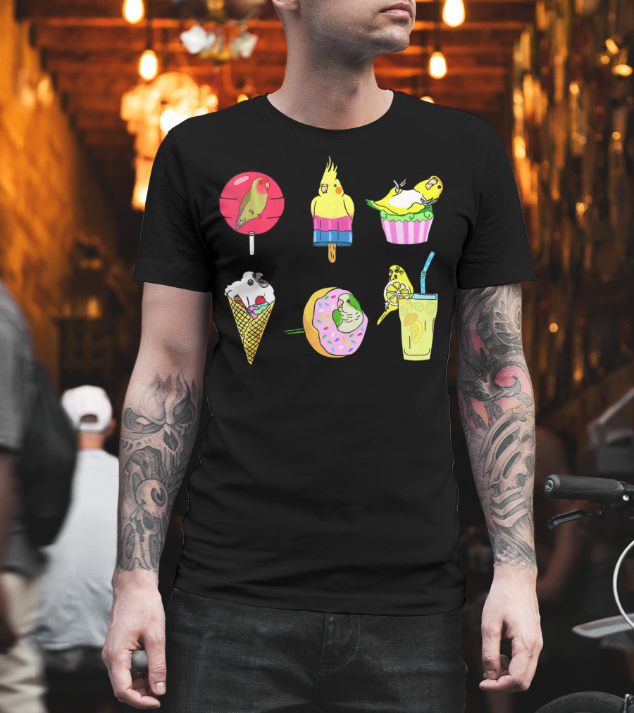Sweet Ice Cream Lollipop Lemonade Donut Cup Parrot Treats T-Shirt
