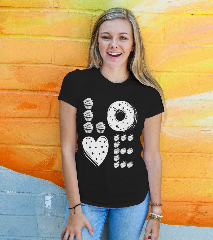 Love Cupcake Doughnut Strawberry Food Lover T-Shirt
