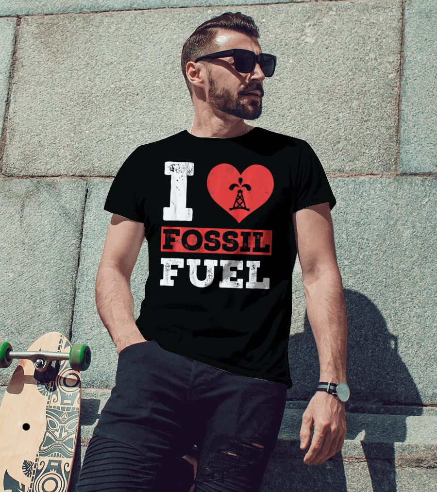 I Love Fossil Fuel Oil Rig Heart T-Shirt