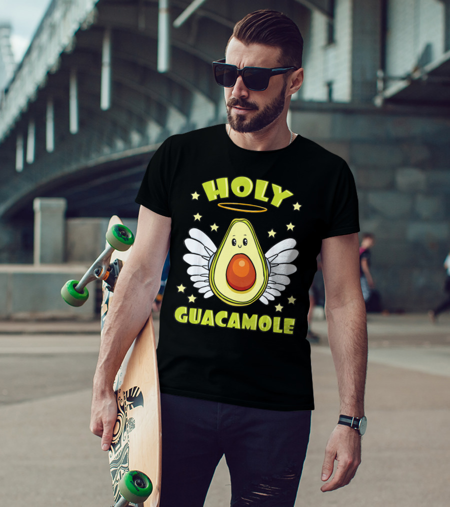 Holy Guacamole Avocado Angel With Halo And Wings T-Shirt