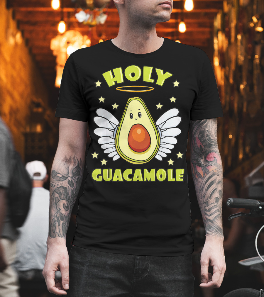 Holy Guacamole Avocado Angel with Halo and Wings T-Shirt