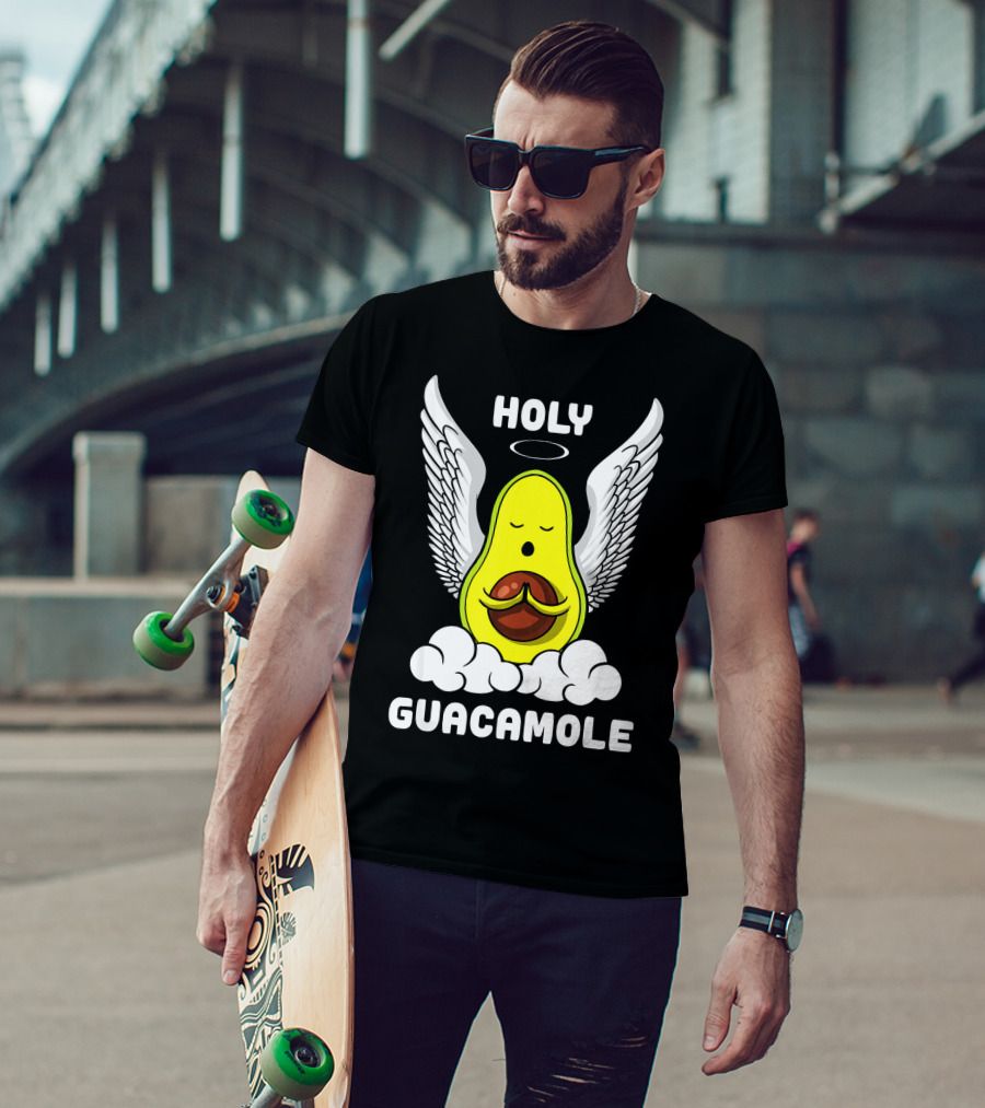Holy Guacamole Avocado Angel With Wings Vegan Funny T-Shirt