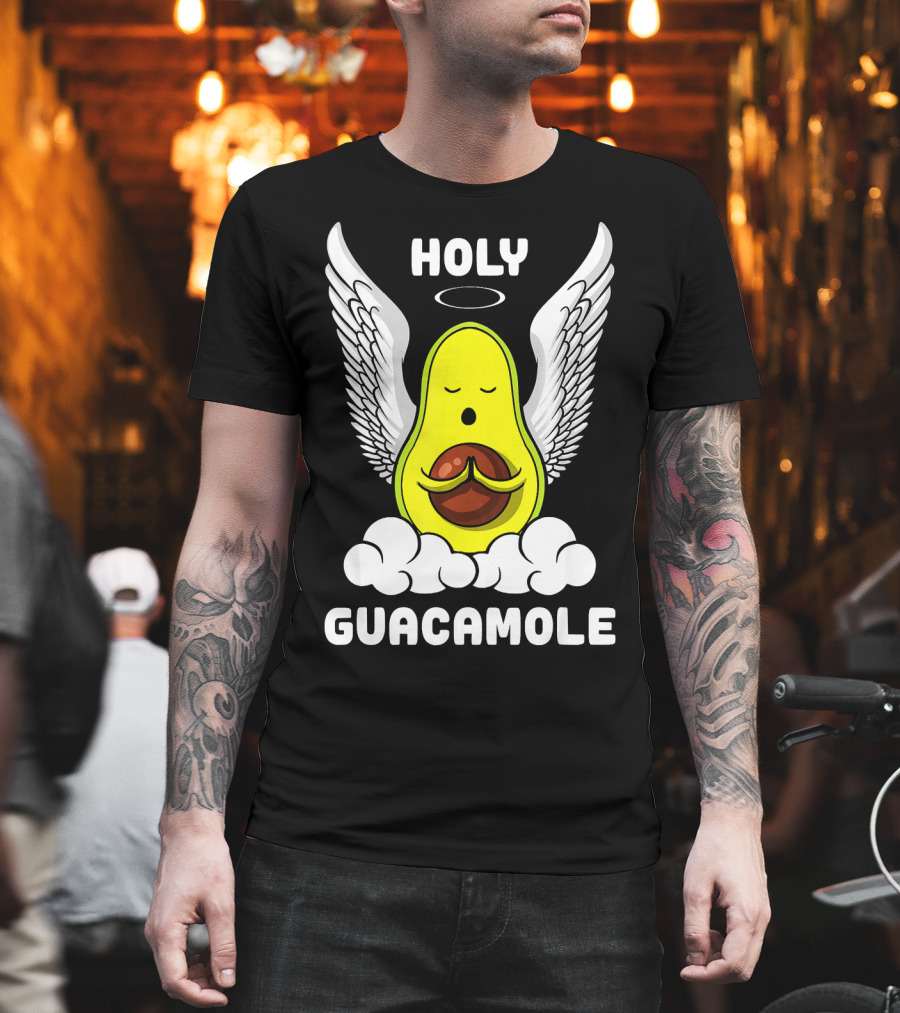 Holy Guacamole Avocado Angel with Wings Vegan Funny T-Shirt