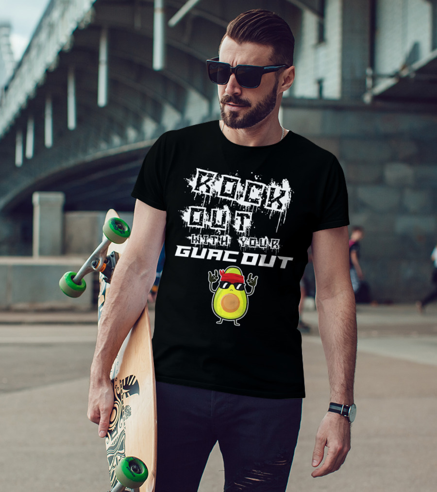 Rock Out With Your Guac Out Avocado Bandana Sunglasses T-Shirt