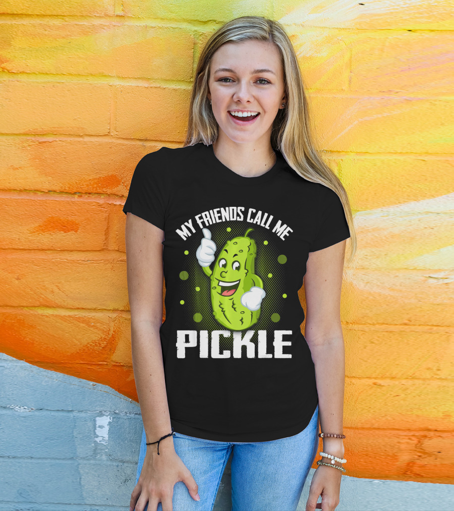My Friends Call Me Pickle Cartoon Character With Thumbs Up T-Shirt