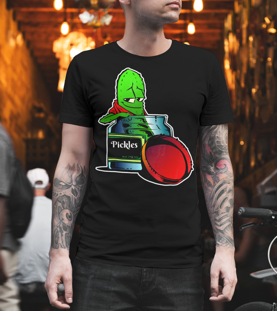 Pickles in Jar Funny Pickle Lover with Blue Lid and Red Sauce T-Shirt