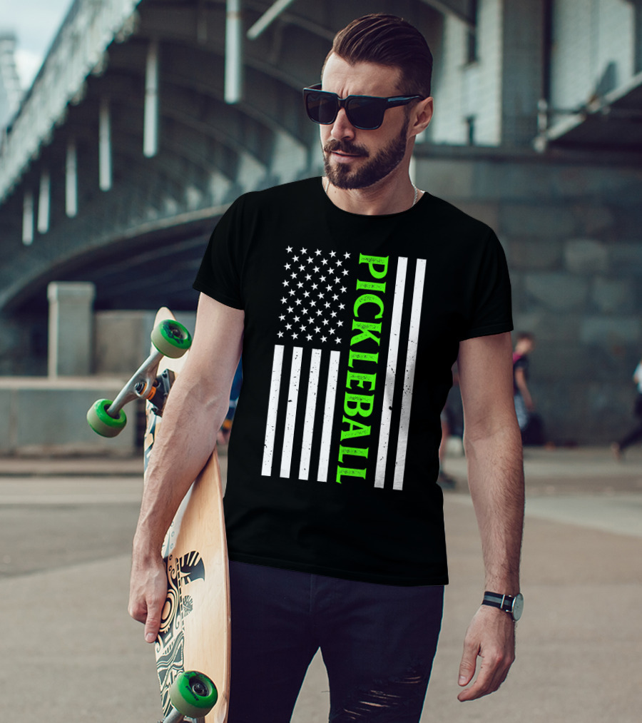 Pickleball Vintage Distressed American Flag T-Shirt