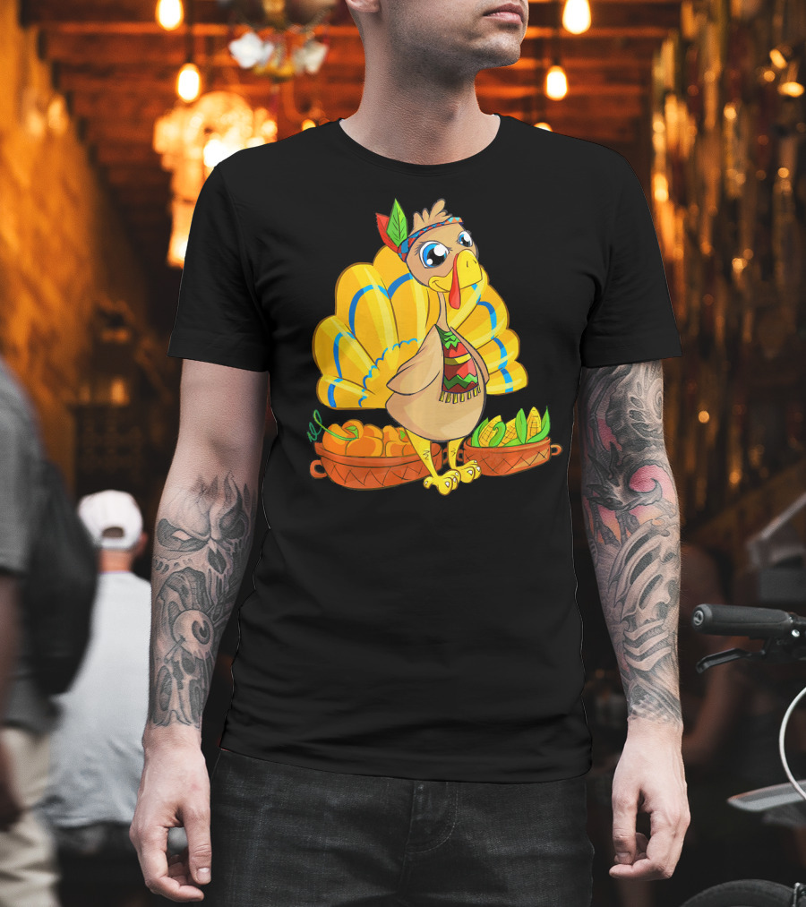 Thanksgiving Turkey Cartoon Harvest Cornucopia T-Shirt