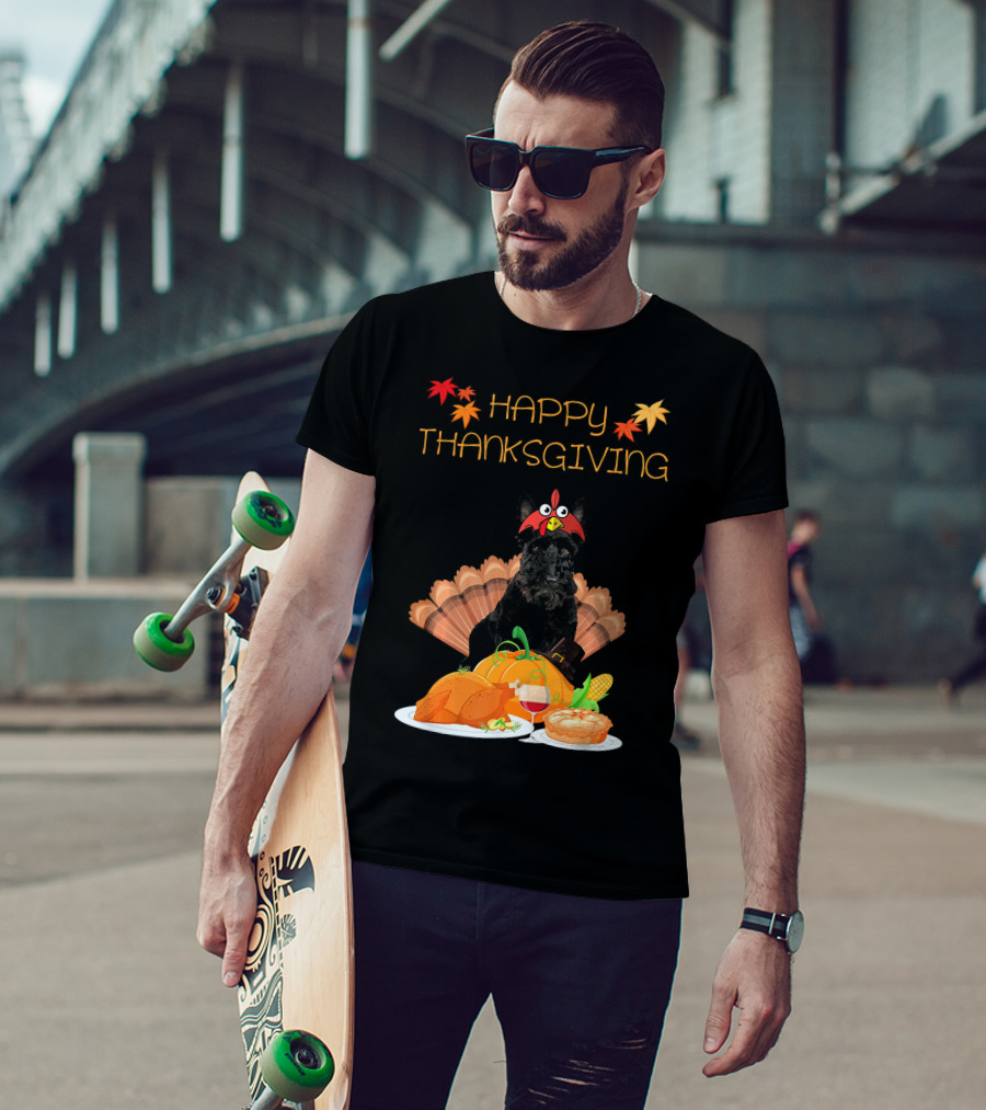 Happy Thanksgiving Day Scottish Terrier Turkey Feast T-Shirt