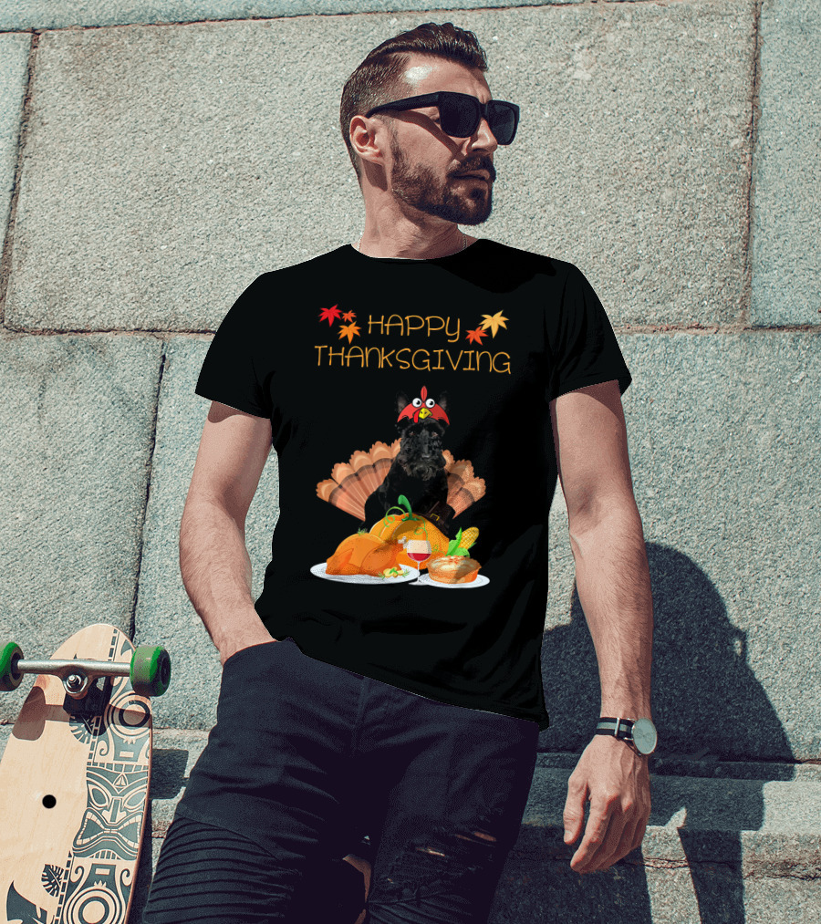 Happy Thanksgiving Day Scottish Terrier Turkey Feast T-Shirt