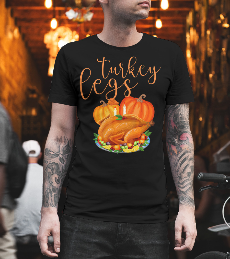 Turkey Legs Thanksgiving Feast With Pumpkins T-Shirt