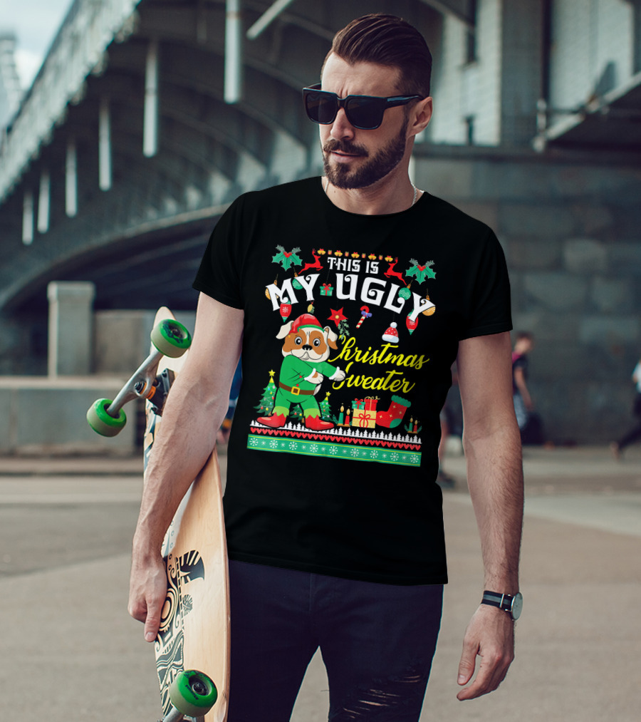 This Is My Ugly Christmas Sweater English Bulldog T-Shirt