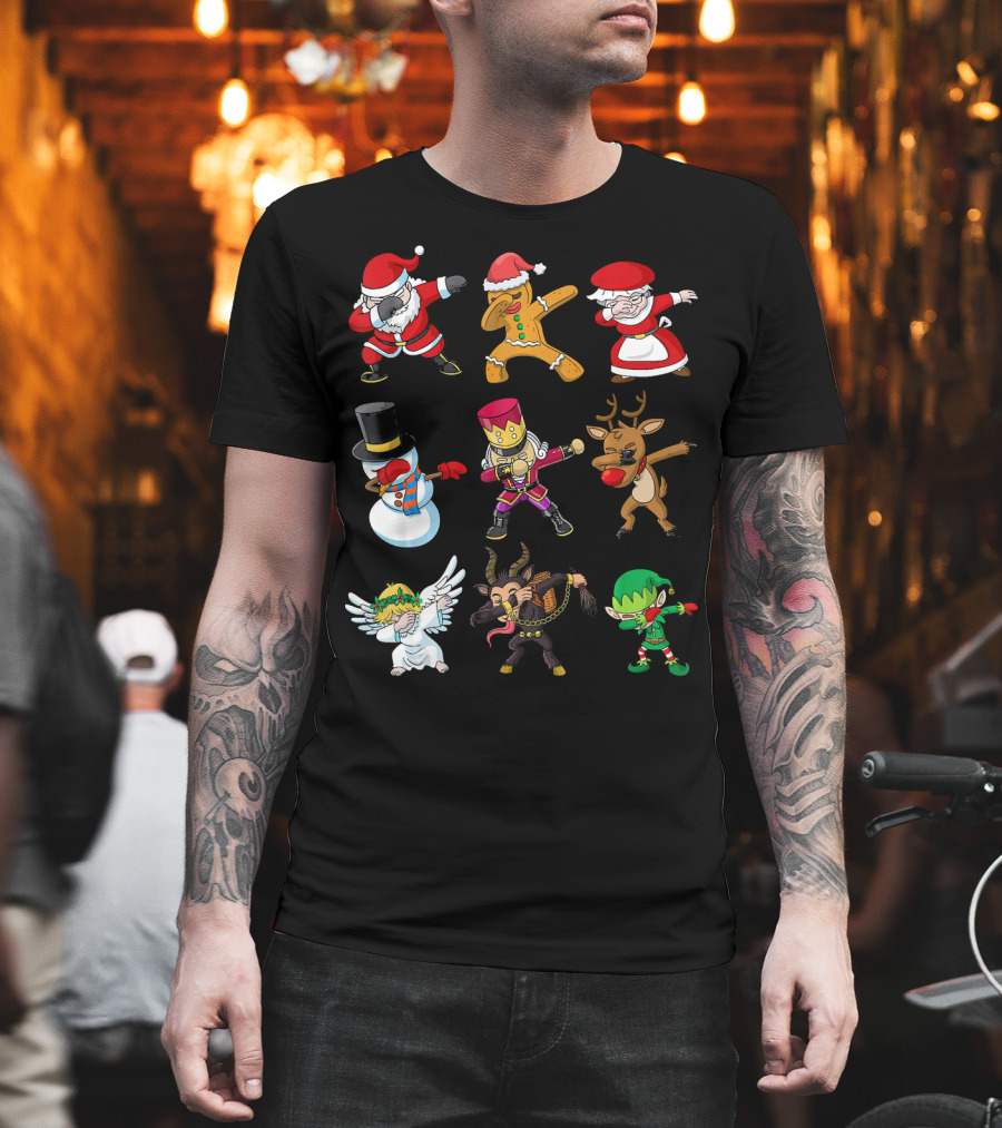 Christmas Dabbing Squad Santa Gingerbread Mrs. Claus Snowman Nutcracker Reindeer Angel Krampus Elf T-Shirt