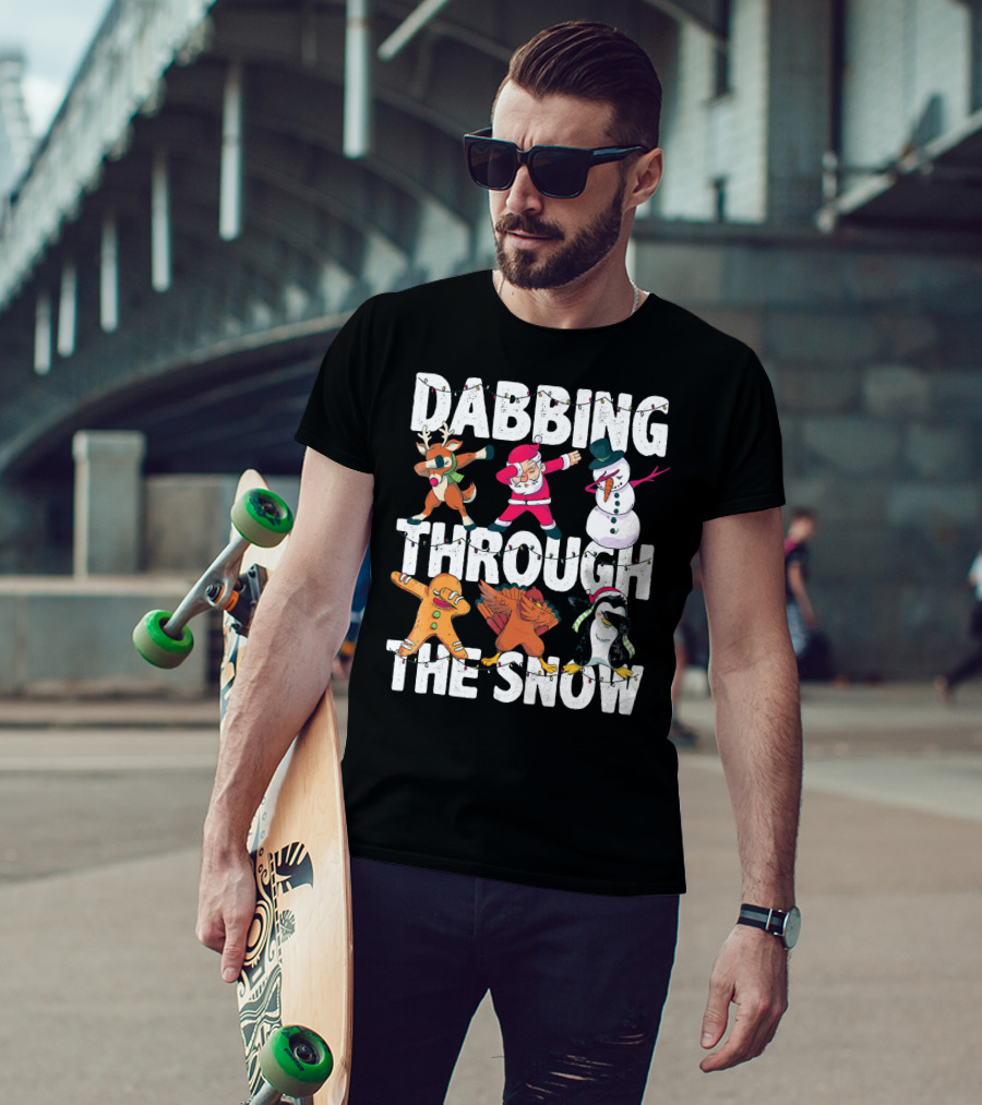 Dabbing Through The Snow Christmas Santa Friends Dabbing T-Shirt