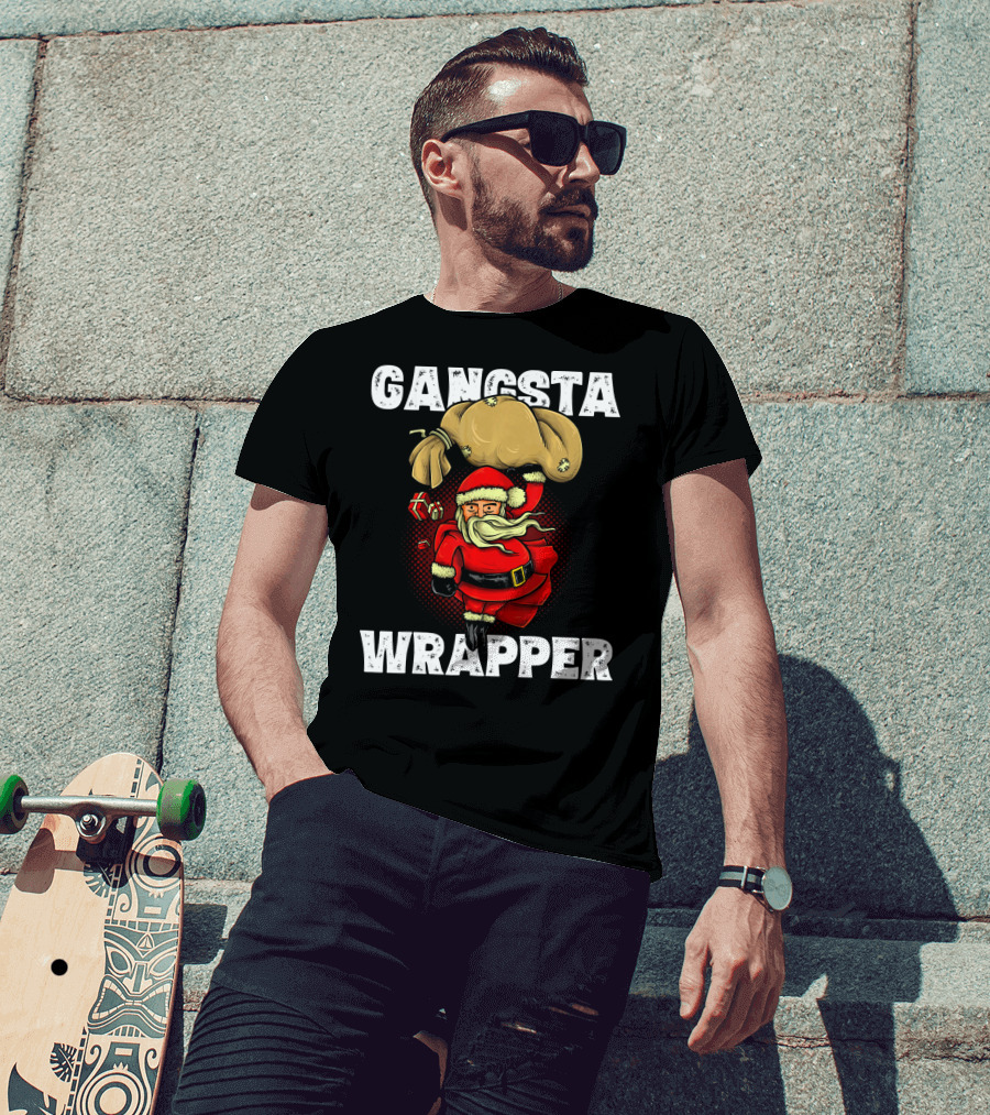 Gangsta Wrapper Santa With Sack And Gifts T-Shirt