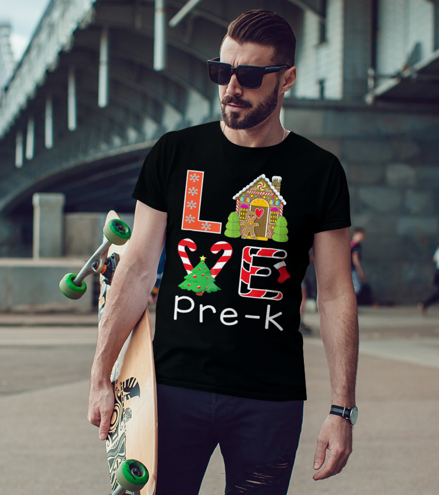 Love Pre-k Gingerbread Christmas Holiday Elements T-Shirt