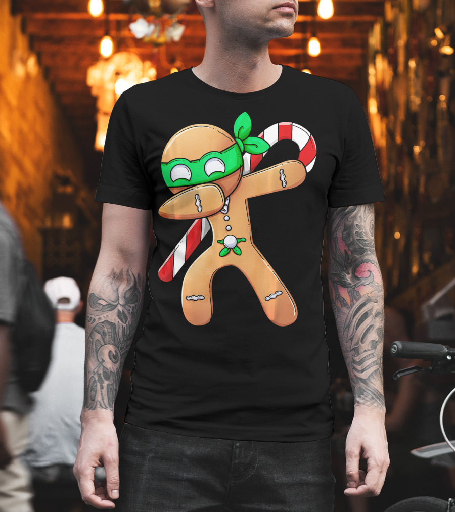 Christmas Boys Dabbing Gingerbread Ninja Candy Cane T-Shirt