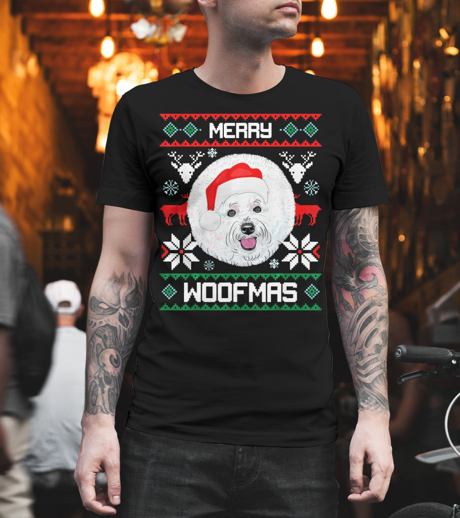 Merry Woofmas Bichon Frise Holiday T-Shirt