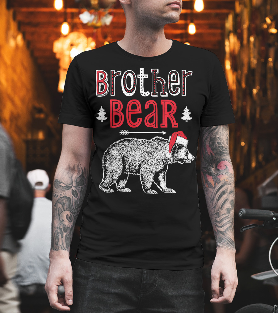 Brother Bear Christmas Santa Hat Arrow Trees T-Shirt