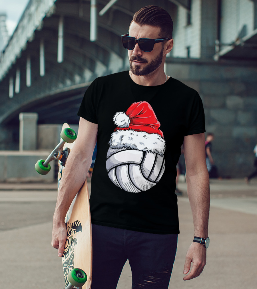 Volleyball Santa Hat Christmas Ball T-Shirt