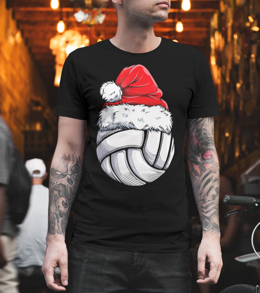 Volleyball Santa Hat Christmas Ball T-Shirt
