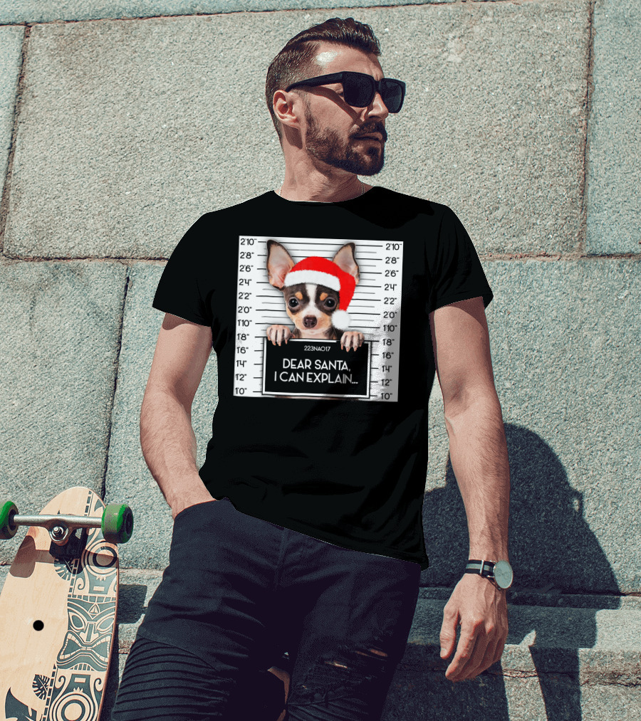 Dear Santa I Can Explain Chihuahua Xmas Santa Hat Lover T-Shirt