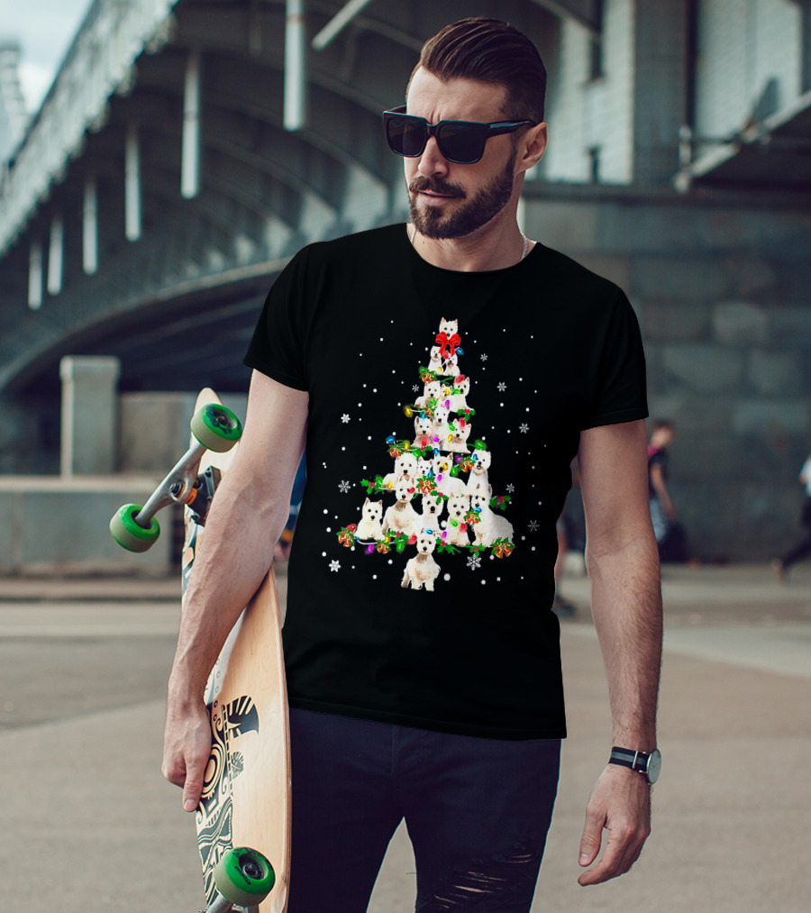 Cute West Highland White Terrier Dogs Christmas Tree T-Shirt