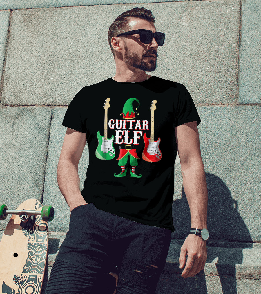 Guitar Elf With Red And Green Electric Guitars T-Shirt