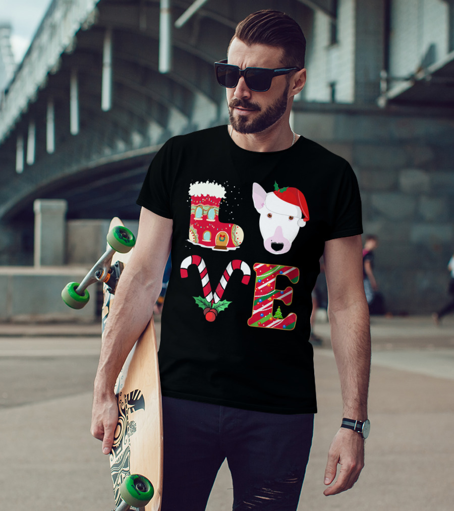 I Love My Bull Terrier Holiday Christmas T-Shirt