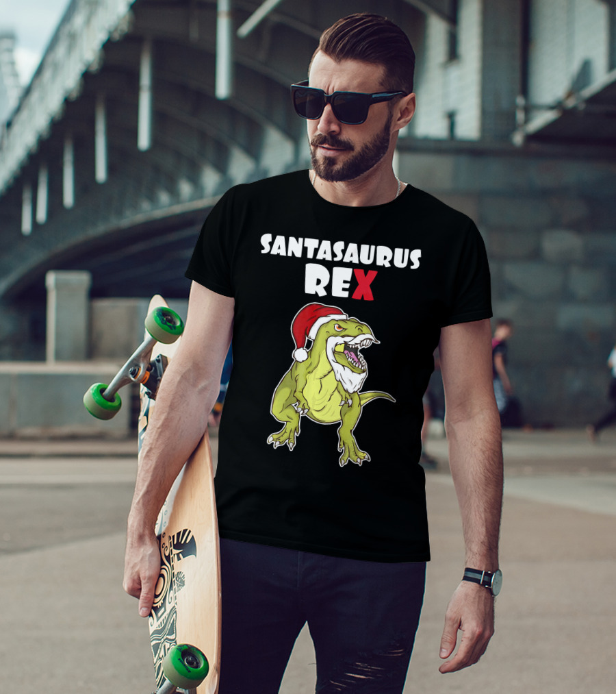 Santasaurus Rex Christmas Dinosaur Santa T-Shirt