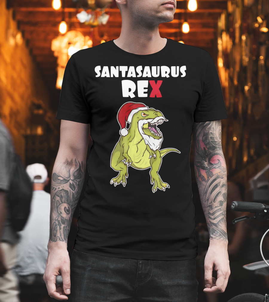 Santasaurus Rex Christmas Dinosaur Santa T-Shirt