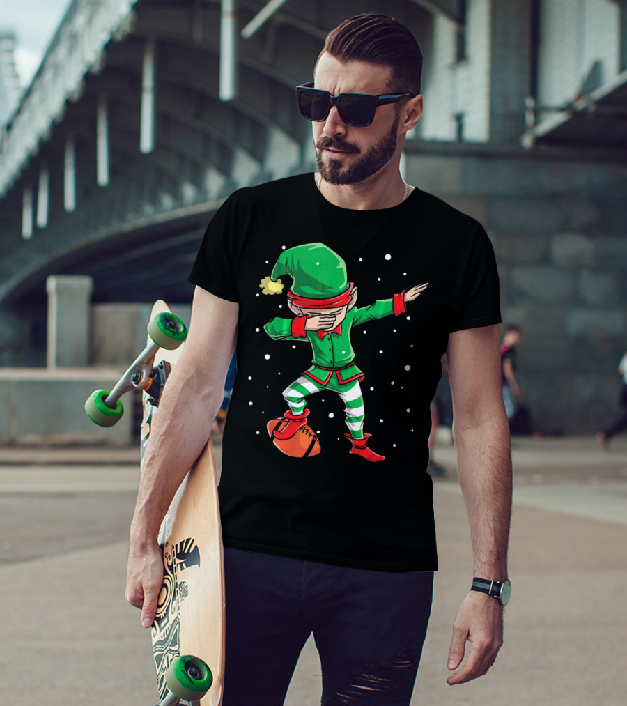 Dabbing Elf Christmas Football Holiday Fun T-Shirt
