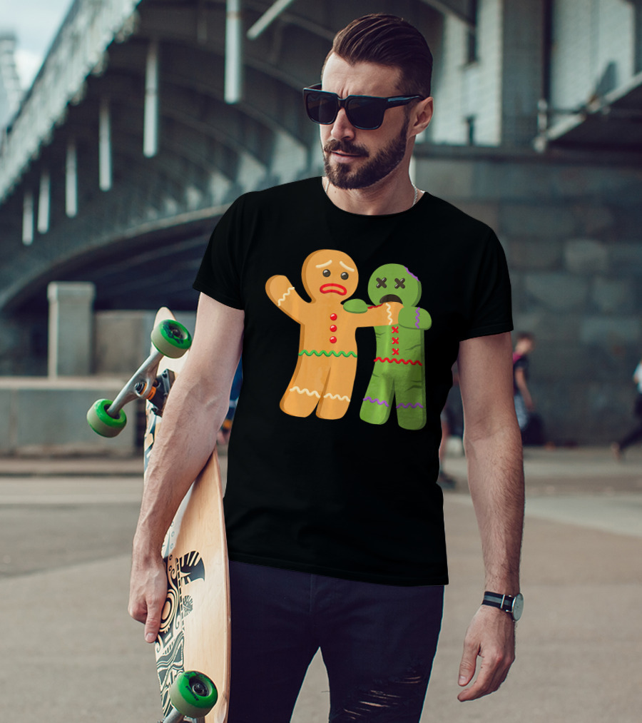 Gingerbread Zombie Funny Biting Cookie Humor Halloween T-Shirt