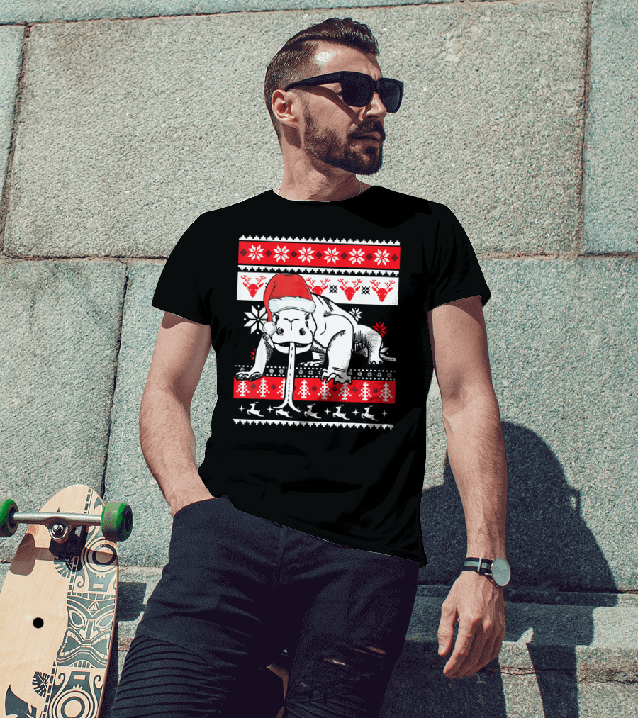 Ugly Christmas Komodo Dragon Reptile Santa Holiday T-Shirt