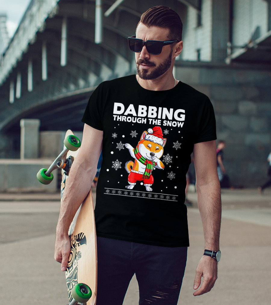 Dabbing Through The Snow Shiba Inu Santa T-Shirt