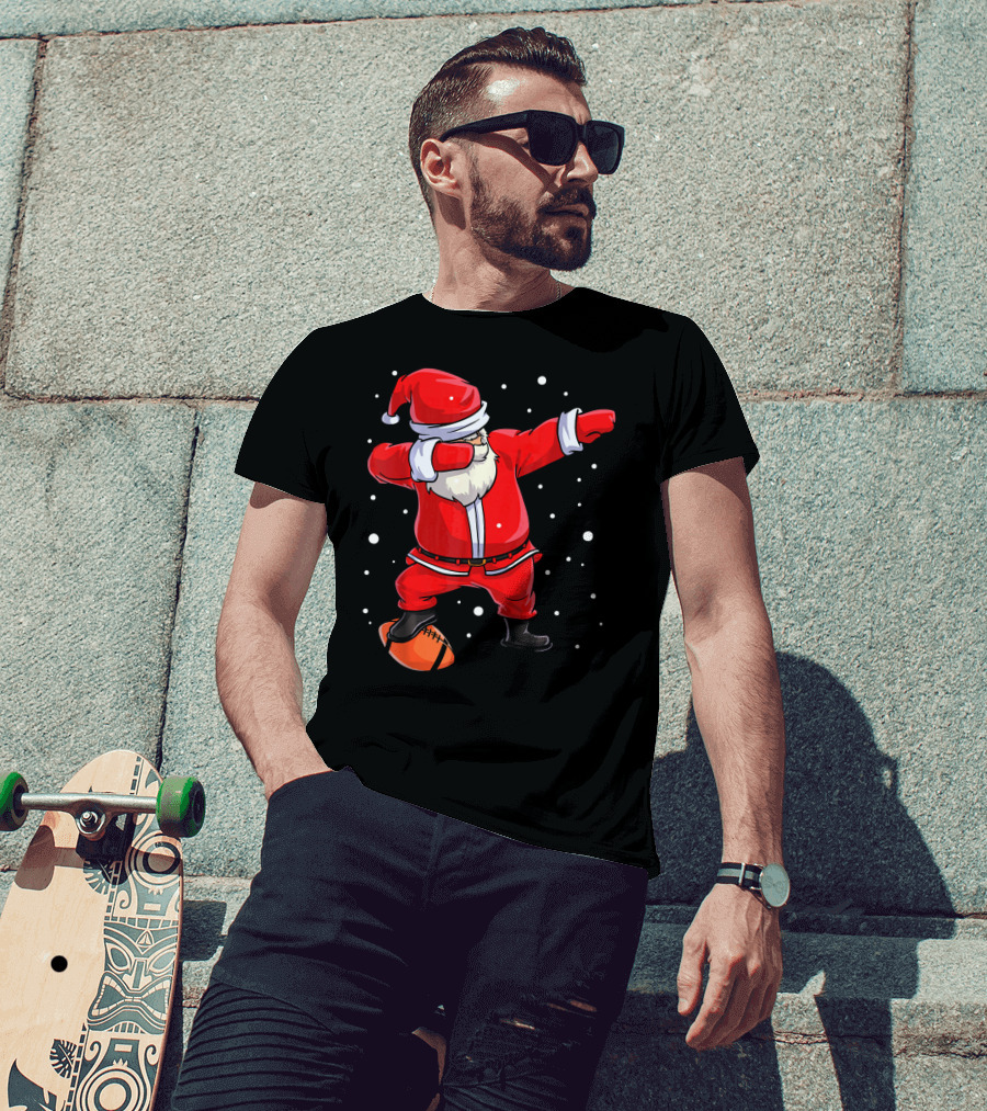 Santa Dabbing With Football Snowflakes T-Shirt