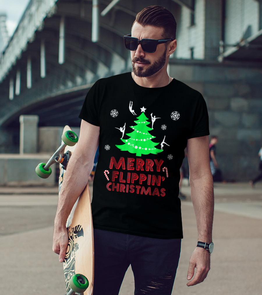 Merry Flippin' Christmas Cute Gymnastics Girls T-Shirt