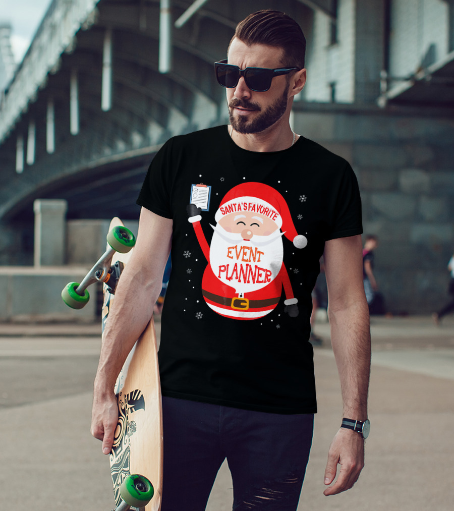 Santa Claus Santa's Favorite Event Planner Merry Xmas T-Shirt