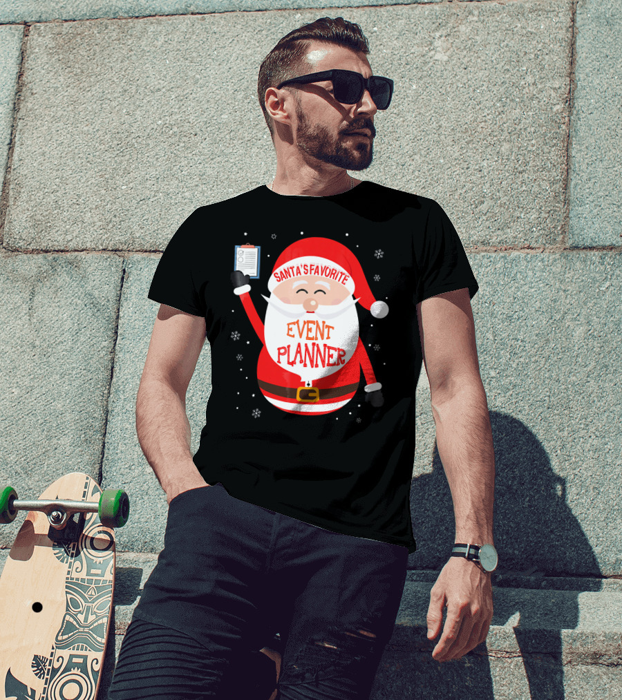 Santa Claus Santa's Favorite Event Planner Merry Xmas T-Shirt