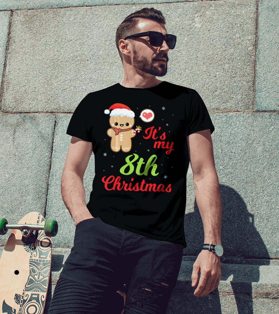 Gingerbread Noel Costume Heart Snow It's My 8th Christmas T-Shirt