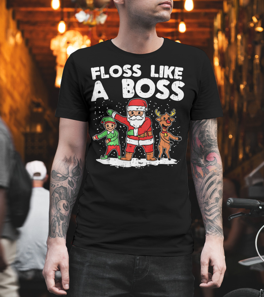 Floss Like A Boss Santa Claus Elf Reindeer Dance T-Shirt