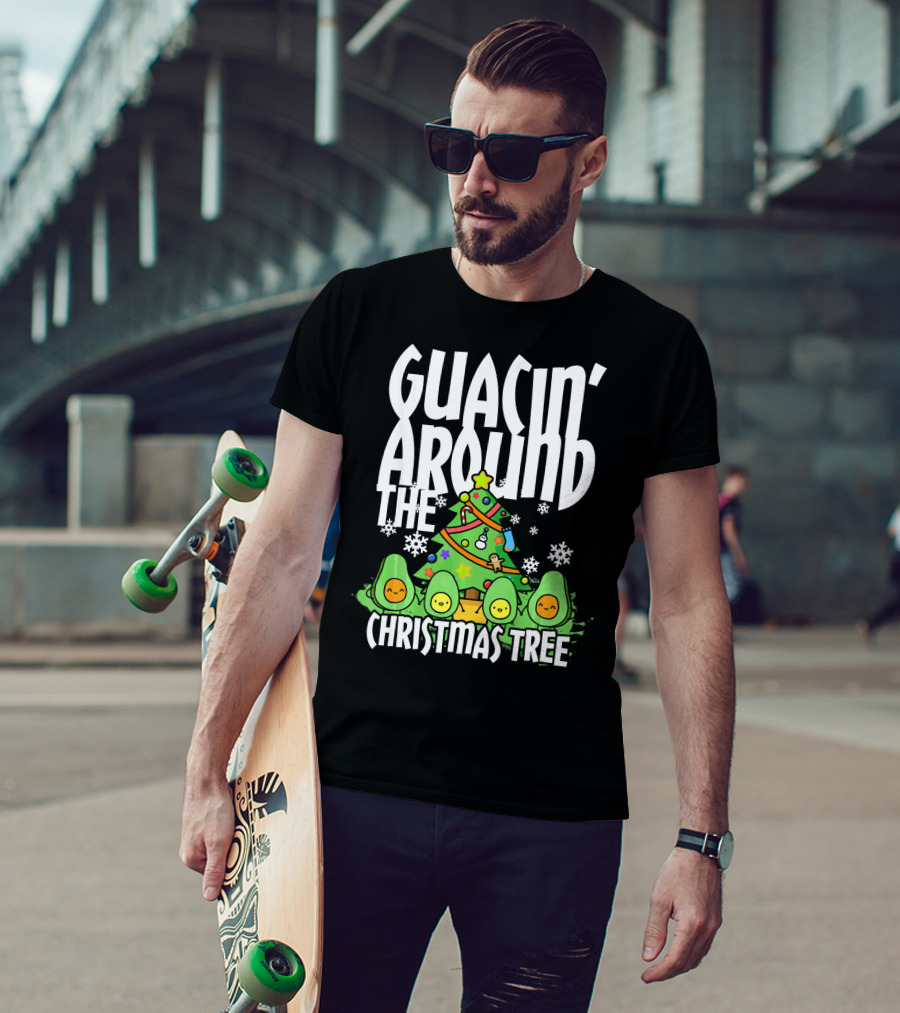 Guacin Around The Christmas Tree With Adorable Avocado Friends T-Shirt