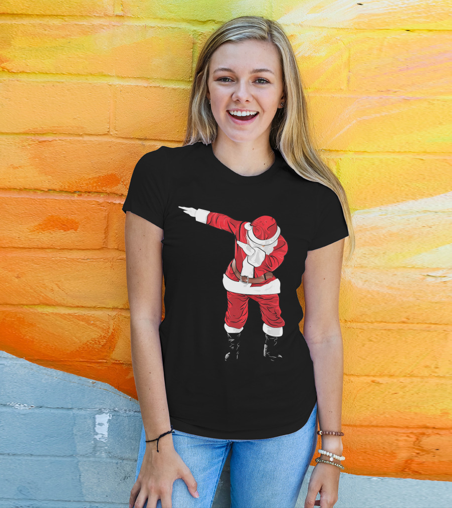 Christmas Dabbing Funny Santa In Classic Red Suit T-Shirt