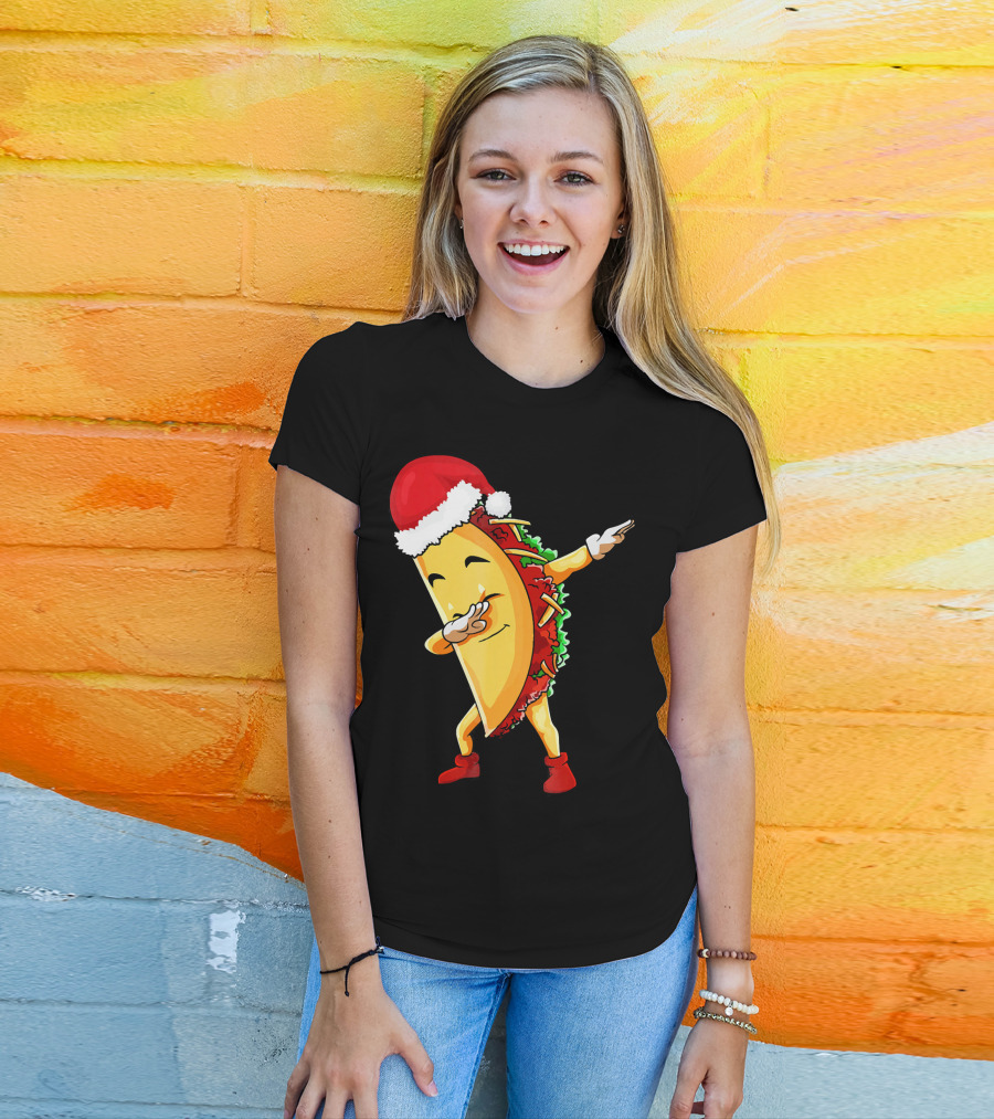 Dabbing Taco Santa Christmas Pajama Holiday Dance T-Shirt