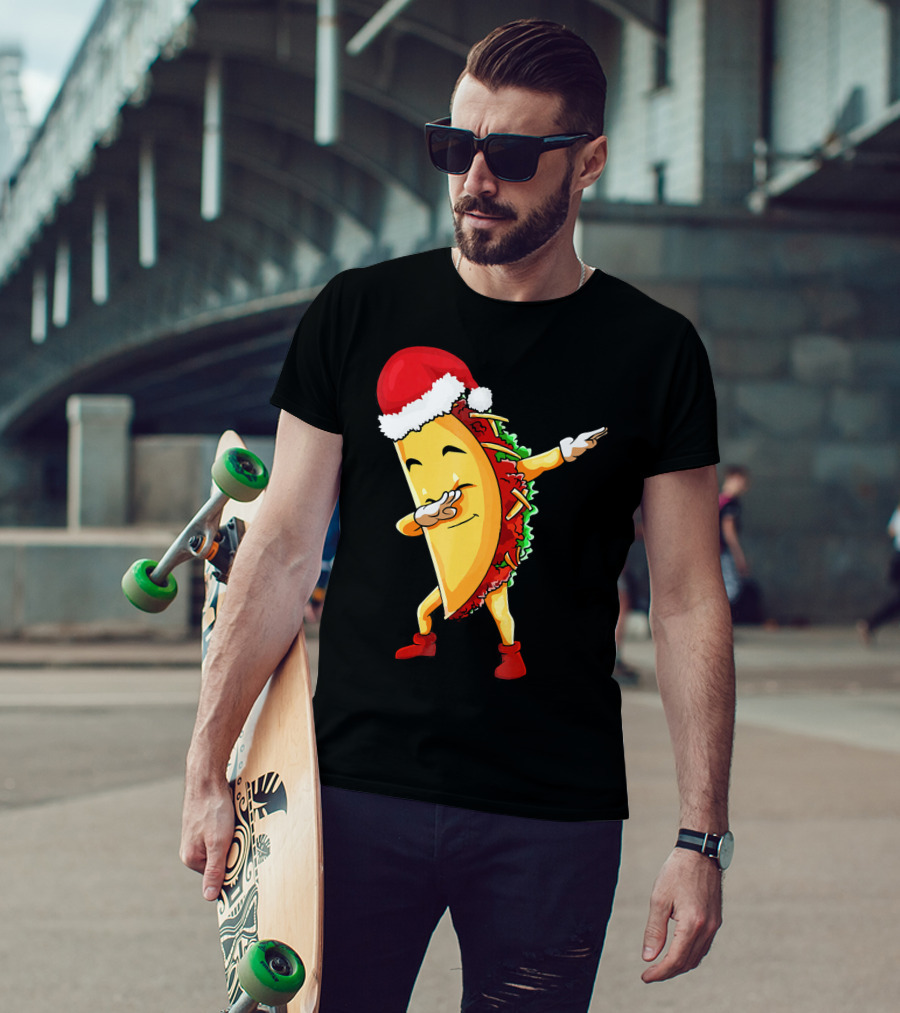 Dabbing Taco Santa Christmas Pajama Holiday Dance T-Shirt